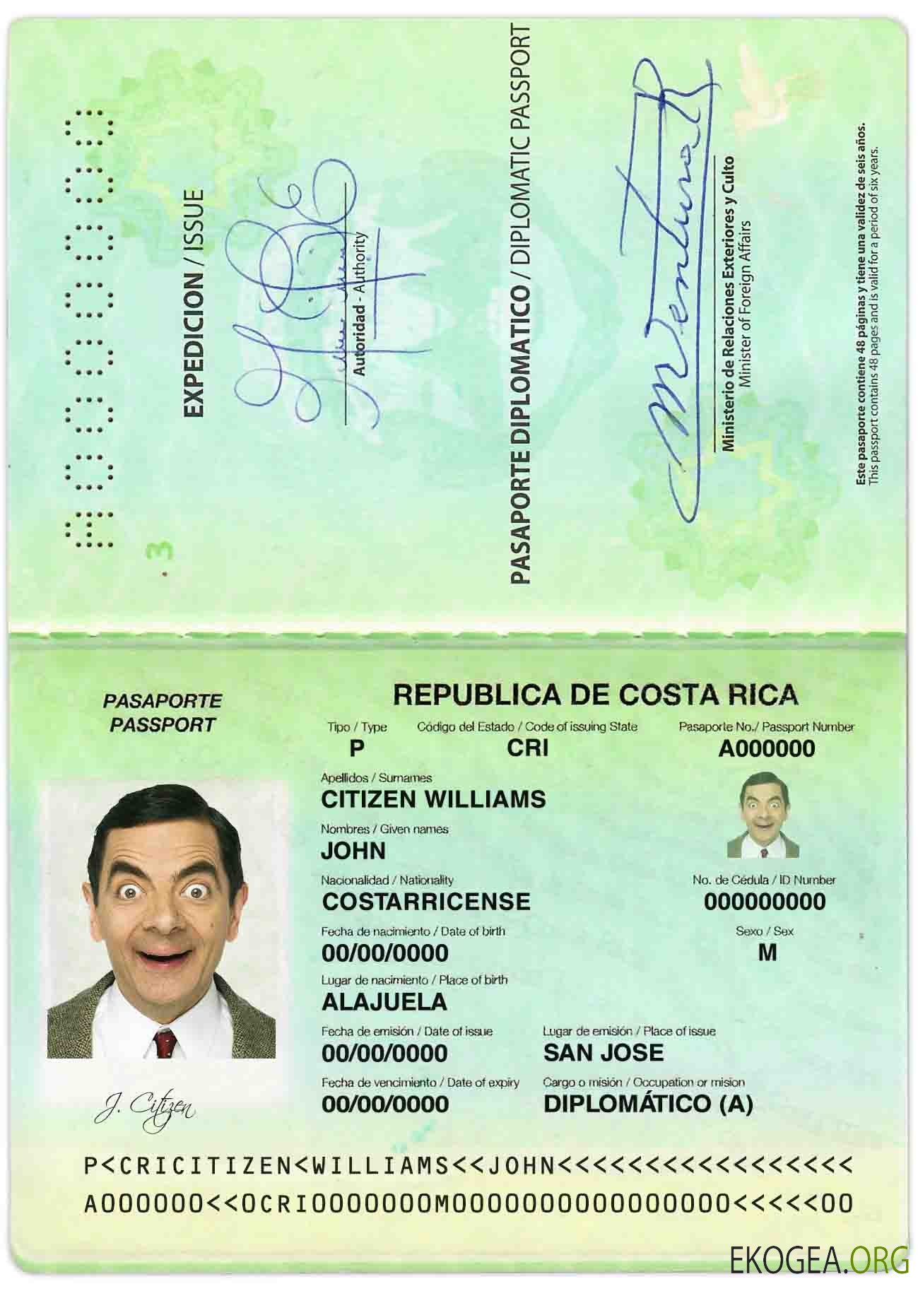 Passeport diplomatique du Costa Rica
